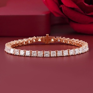 13.53 CT Princess Cut Lab Grown Diamond Tennis Bracelet 14K Rose <b>Gold</b> 4-Prong Rhodium 18K <b>Solid</b> <b>Gold</b> White <b>Gold</b> Perfect Gift IGI - Product Image 1