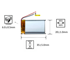 602035 แบตเตอรี่ลิเธียมโพลิเมอร์ <span class=keywords><strong>3</strong></span> สายแบตเตอรี่ทดแทน 400 มิลลิแอมป์แบตเตอรี่แบบชาร์จไฟได้สำหรับ TWS สมาร์ทวอทช์หูฟังลำโพง - Product Image 2