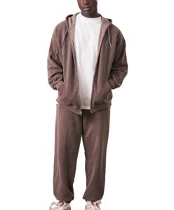 ชุดวอร์มล้างกรดสำหรับผู้ชายชุดวอร์มผ้าฝ้ายหนาแบบรูดซิปได้ตามต้องการชุดวอร์มผ้ามีฮู้ดและกางเกงวอร์มสำหรับผู้ชาย - Product Image 2