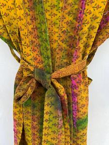 Recycle Crêpe Soie Sari Long Kimono Pour Femmes Indien À La Main Tie Dye Long Kimono - Product Image 4