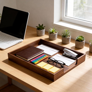 High End Acacia Wooden Letter Tray <b>Document</b> File Tray for Office Desktop Organizer Office Supplies and Accessories - Product Image 3