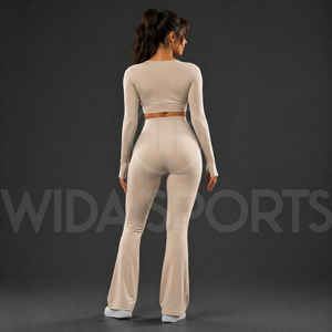 Conjunto de Ropa Deportiva Personalizada para Mujer, Pantalones de Yoga con Corte Acampanado, Leggings de Cintura Alta, Top de Manga Larga, Ropa Deportiva Transpirable - Product Image 2
