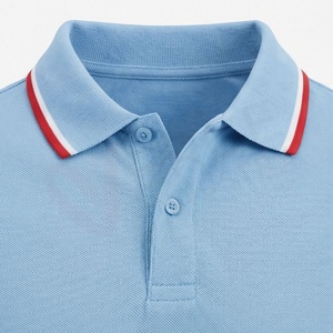 Polo à manches courtes bleu clair pour homme, 100% coton piqué, décontracté, respirant, coupe classique, design tricoté uni - Product Image 4