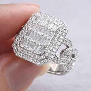 Fully <b>Iced</b> Baguette Cluster Moissanite Men's Hip Hop Style Engagement Wedding Anniversary <b>Ring</b> 925 Sterling Silver Luxury Unisex - Product Image 3