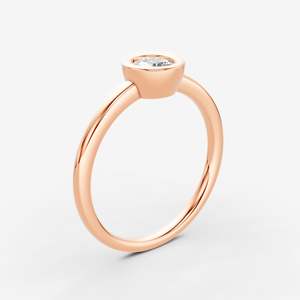 Anillo Solitario Redondo con Bisel Natural en Oro Rosa de 18K, Anillo Solitario Clásico con Engaste de Garras, Anillo de Diamantes con Certificación IGI, Tendencia Actual - Product Image 4