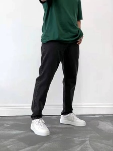 Nuevos Jeans Casuales para Hombre, Corte Recto, Elásticos, Clásicos, Azules y Negros, de Trabajo, Ajuste Holgado, Cintura Media, Lavado Regular, Otoño - Product Image 1