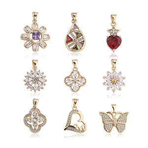 Lab Grown Gemstone Teardrop Heart Star Charm Pendant Gold Wholesale Set - Product Image 5