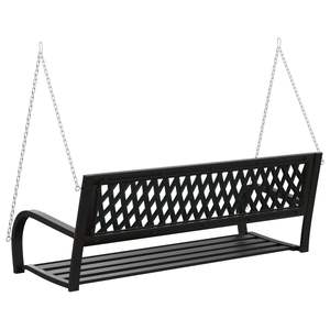 Banc balançoire de jardin en acier et plastique noir, résistant, pour terrasse - Product Image 6