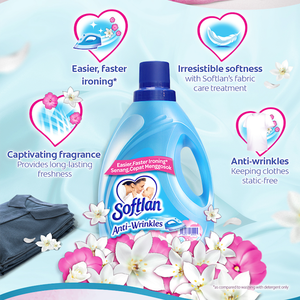 Adoucissant concentré anti-rides SOFTLAN 3L SPRING FRESH de qualité supérieure, liquide assouplissant et détergent pour le linge - Product Image 6