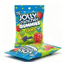 Sacs d'emballage pour bonbons personnalisés avec logo, sacs en plastique de qualité alimentaire, sacs refermables pour bonbons, sacs en mylar à fermeture arrière