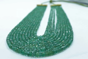 Collar de Rondelle facetado de Esmeralda natural de 10 hebras Cuentas de piedra esmeralda de Zambia real - Product Image 2