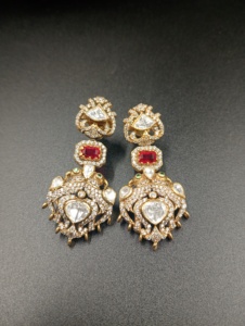 Pendientes de Araña Vintage Chapados en Oro de 22k con Cristal Tallado en Forma de Corazón y Piedra Roja, Joyería de Boda para Mujer - Product Image 4