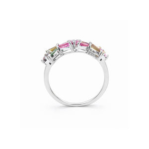 Bague de déclaration de luxe plaquée or Ishime Jewels en argent sterling 925 avec tourmalines multicolores, taille marquise vintage et sertissage à griffes - Product Image 5