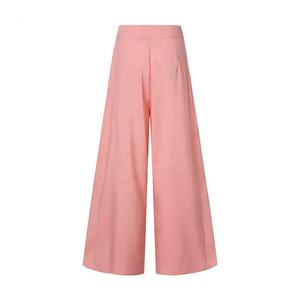 Dames Femmes Respirant Taille Haute Jambe Large Printemps Coton Vintage-Flare Casual Solid Custom-Color Zipper Pants Trousers - Product Image 2