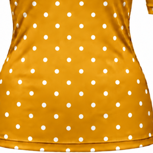 Orange Gold Polka Dot Women <b>Mock</b> <b>Neck</b> Short Sleeve T Shirt Slim Fit Printed Casual Stretch <b>Top</b> Fashion Summer Wear Wholesale - Product Image 6