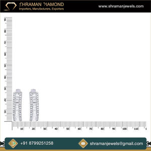 Custom Classic Design 925 <b>Silver</b> Minimalist Halo Stud Trendy Baguette Lab grown Luxury <b>Hoop</b> Diamond <b>Earring</b> Rhodium Anniversary - Product Image 2