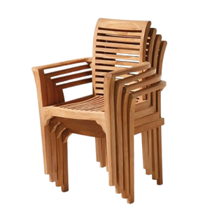 Sillas apilables de madera de teca Silla súper cómoda de diseño natural moderno para uso en exteriores e interiores - Product Image 3