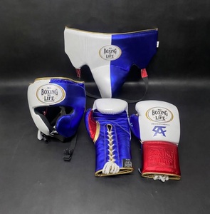 Canelo Mexican Style <b>MMA</b> Sanda Boxing Gloves Hand Grips Genuine Leather Training Sparring Cheek Bar Head <b>Guard</b> <b>Groin</b> <b>Guard</b> - Product Image 1