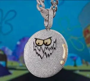4Ct Round Cut Real Moissanite Customized Cartoon <b>Charm</b> Pendant Sterling <b>Silver</b> 14K White Gold Plated Women's Tishya Diamond - Product Image 4