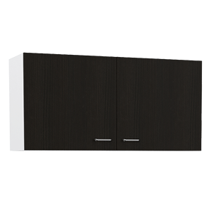 Armadio a Muro a Doppia Anta con Finitura Wengue Nero Toran con Due Ripiani per Stoccaggio in Cucina - Product Image 1