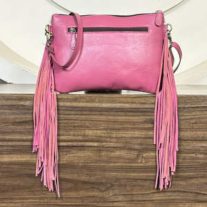 Latest OEM ODM Hand Tooled Genuine Cowhide Leather Fringe Bag Hair On hide Floral & Bull Pattern Designer Piece for Women's - Product Image 5