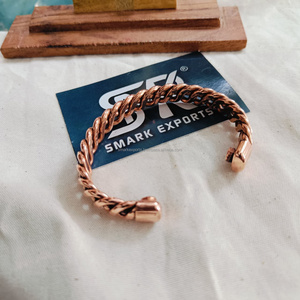 Brazaletes de cobre puro diseño de cuerda trenzada pesada brazalete abierto Kada pulsera brazalete hecho a mano joyería curativa para hombres y mujeres - Product Image 4