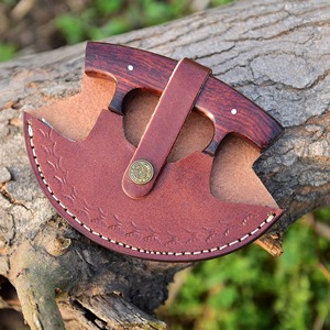 Hacha Ulu de Una Mano Sharp Edge Master, Madera de Palisandro, DIY OEM/ODM, Cuchilla de Acero de Damasco Personalizable, Cortador de Pizza de 6 Pulgadas - Product Image 6
