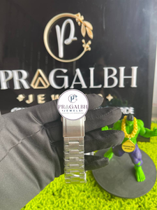นาฬิกาควอตซ์หรู Pragalbh Jewels ประดับเพชรโมอิสซาไนต์ ขอบหน้าปัดลายหนาม คริสตัลแซฟไฟร์ ขนาด 42 มม. ตัวเรือนสแตนเลสสตีล หน้าปัดอนาล็อก น้ำหนักเบา - Product Image 2