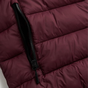 Men's <b>Burgundy</b> Eco-Friendly Woolen Hooded Quilted 100% Polyester Zipper Front Casual <b>Puffer</b> <b>Jacket</b> Regular Fit Solid Color - Product Image 5