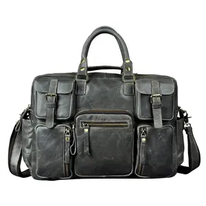 Men Original Leather Fashion Business Briefcase Messenger Bag Male Design Travel Laptop Document Case Tote Portfolio LKU-0366
