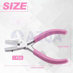 Stainless Steel Flat Nose Jewelry Plier With Nylon Tips And Pink PVC Grip Handle For Wire Forming And Body Piercing - Product Image 2