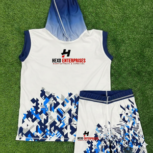 Tenue de football 7v7 sublimée imprimée, sans manches, avec casque rembourré, gants, antibactérienne, anti-UV, séchage rapide, respirante - Product Image 2