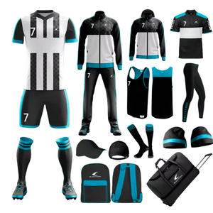 Ensemble de tenue de football personnalisée pour adultes, sublimée, noir et jaune, avec nom d'équipe, maillot, short, sac à dos, sac de sport, sweat à capuche, casquette, chaussettes, chaussures - Product Image 5