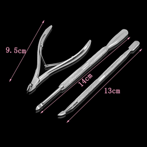Juego de 3 Piezas de Cortaúñas de Acero Inoxidable de Doble Cara con Empujador de Cutículas y Apertura de Mandíbula Ancha para Manicura Profesional - Product Image 3