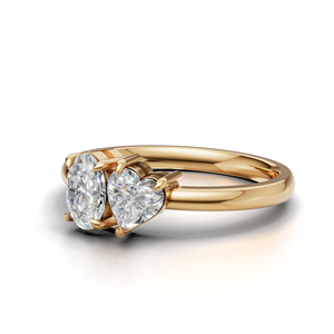 IGI Certified Lab Grown Diamond Toi Et Moi <b>Ring</b> 18K Yellow / White & Rose Gold Oval & Heart Shape Engagement <b>Ring</b> for Women - Product Image 2