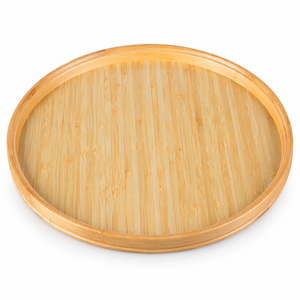 Assiette de service en bois de manguier raffiné, motif uni, durable, lisse, avec rebord surélevé |   Assiette de service peu profonde pour mariage, vaisselle moderne - Product Image 1