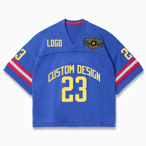 Custom Logo Printed V Neck Short Sleeve Mesh Football Jersey Crop Knit Anti-Bacterial Quick Dry Summer <b>Men</b> - Product Image 3