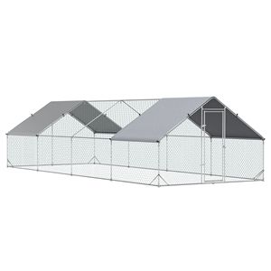 Pollaio Grande in Metallo 3x8x2m con Recinto Esterno, Gabbia per Polli con Porta Bloccabile, Tipo A - Product Image 1