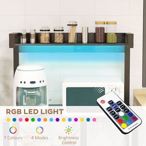 ชั้นวางขนมปังในครัวสีเทาสำหรับอุตสาหกรรมพร้อมที่ชาร์จไฟ RGB ที่วางแก้วและที่เก็บแบบเปิดอุปกรณ์เบเกอรี่เชิงพาณิชย์ - Product Image 4