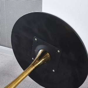 Tavolo da Pranzo con Piedistallo Tulipano Dorato e Bianco da 80 cm, Piano in MDF per 2-4 Persone, Stile Mid-Century con Finitura Elegante - Product Image 2