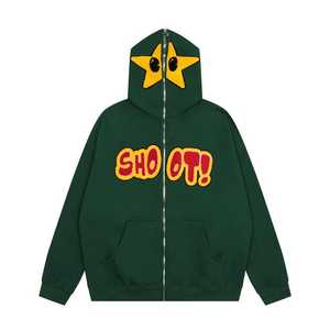 เสื้อฮู้ดซิปหน้าลายกราฟิกอนิเมะ Star Face ประดับเลื่อม ปรับแต่งได้ ทรงโอเวอร์ไซส์ สไตล์ลำลอง สตรีทแวร์ สำหรับผู้หญิง - Product Image 3