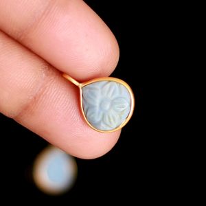 Colgante de flor de ópalo azul natural, plata de ley 925, colgante de corazón de piedra preciosa tallada a mano para la fabricación de joyas, cristal natural - Product Image 1