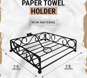 <b>Black</b> Metal Napkin Holder with Weighted Arm Decorative Tabletop <b>Paper</b> Napkin Organizer for Kitchen Dining Table Restaurant Cafe - Product Image 6