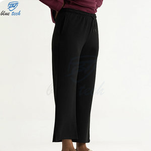 Pantalon de survêtement large pour femme, taille haute, 100 % coton molletonné, écologique, décontracté, style streetwear - Product Image 2