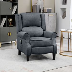 Fauteuil inclinable gris anthracite avec dossier haut, fonction chaleur et massage pour salon - Product Image 2