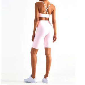 Women Crop Top Biker Shorts Set Wholesale Matching Workout Outfit Custom Fitness Sportswear OEM Private Label Factory - Product Image 2