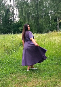 Nuevo Vestido Maxi Cruzado de Algodón Elegante para Madres de Novia, con Cuello en V, Manga Corta, Silueta en A, Natural, Ecológico y Formal - Product Image 5