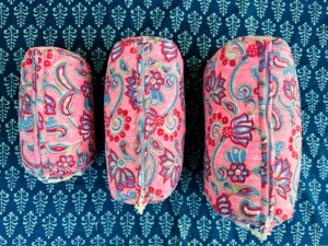 Trousse de Toilette Matelassée en Coton Pur Fait Main Indien, Pochette à Maquillage Lavable, Ensemble de 3 Trousse de Toilette, Trousse de Rasage Imprimée au Bloc Imperméable - Product Image 3