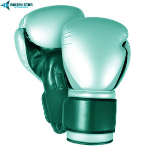 Green and Black Leather Laced Boxing Gloves with Lace-Up Closure for Adults Training Gear - Product Image 6