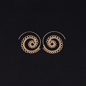 ต่างหูห่วงทองเหลืองชุบทองสไตล์โบฮีเมียนสุดหรูสำหรับผู้หญิง - Product Image 2
